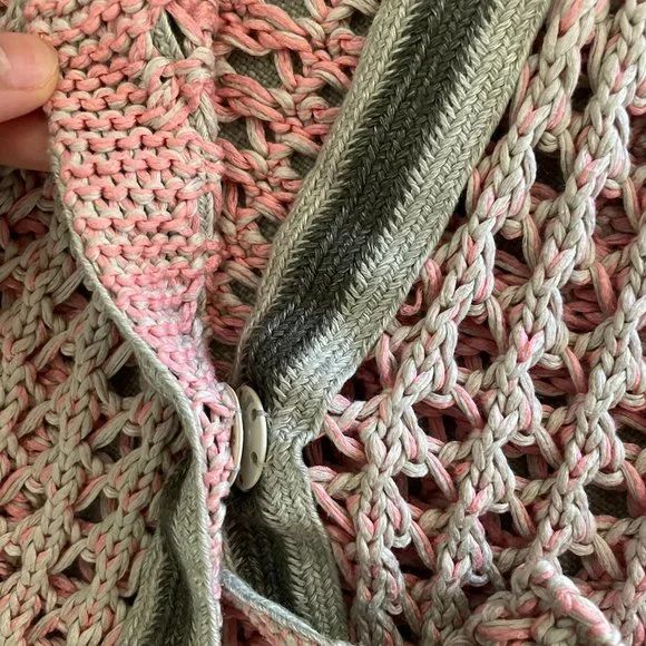 Fabiana Filippi Pink coral beige cable knit cardigan S M - Picture 2 of 11